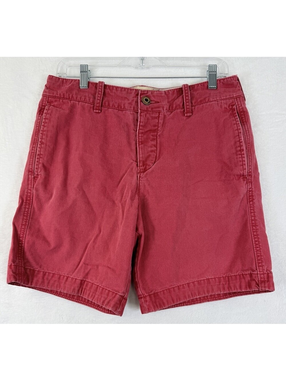 Hollister Cargo Shorts 31 Mens Red 8β Button Fly Chino 100% Cotton Flat Front